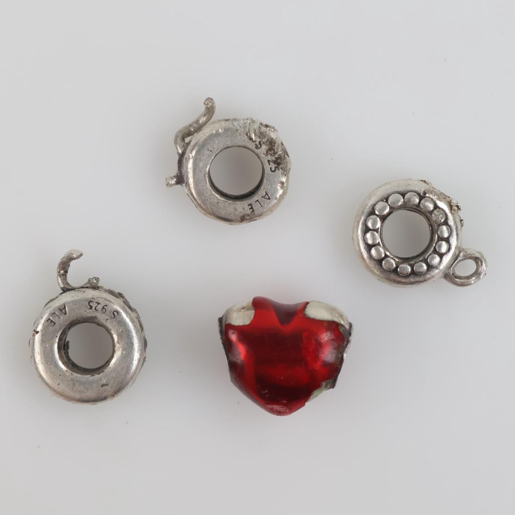 Pandora Sterling Silver Charms, 4 Pieces