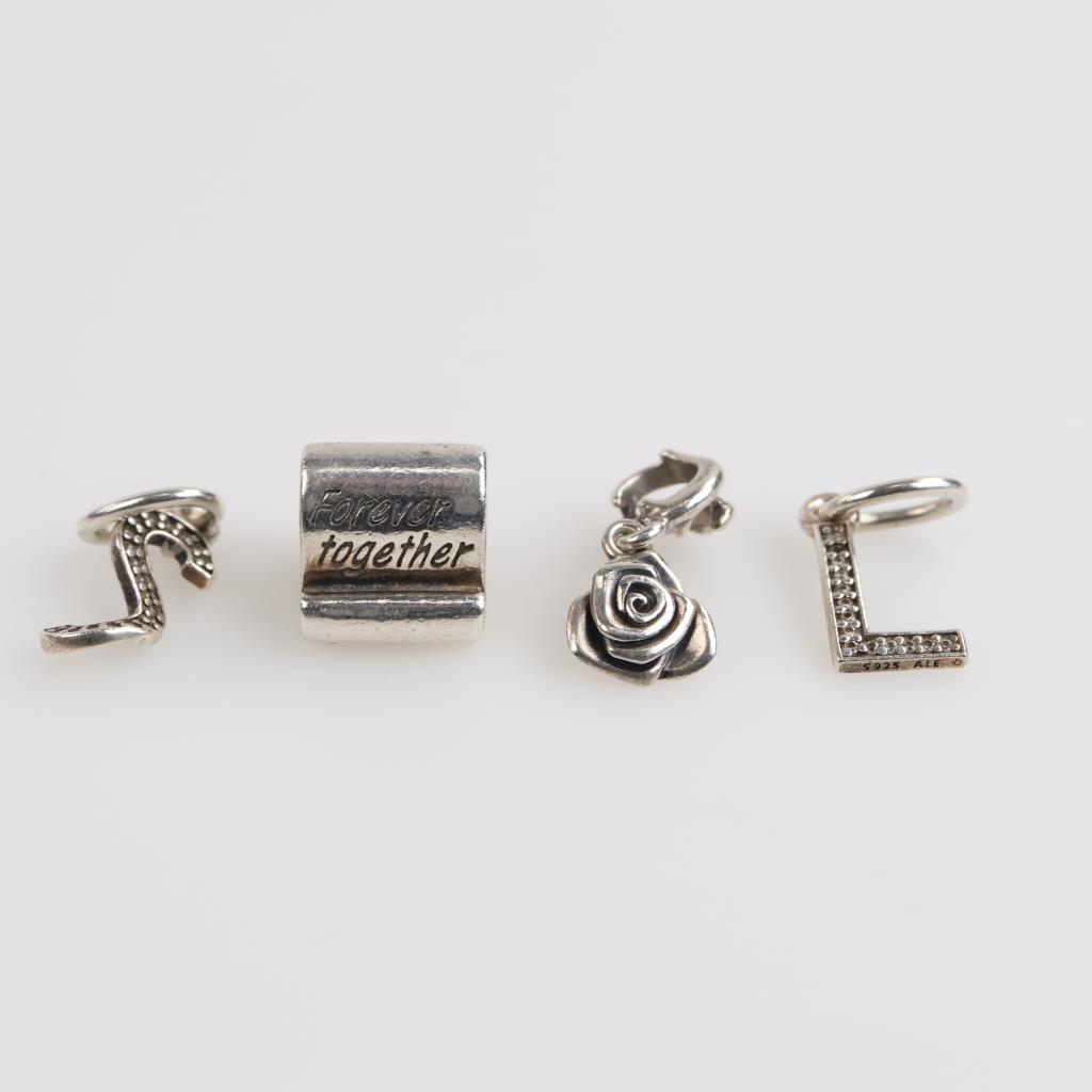 Pandora Sterling Silver Charms, 4 Pieces