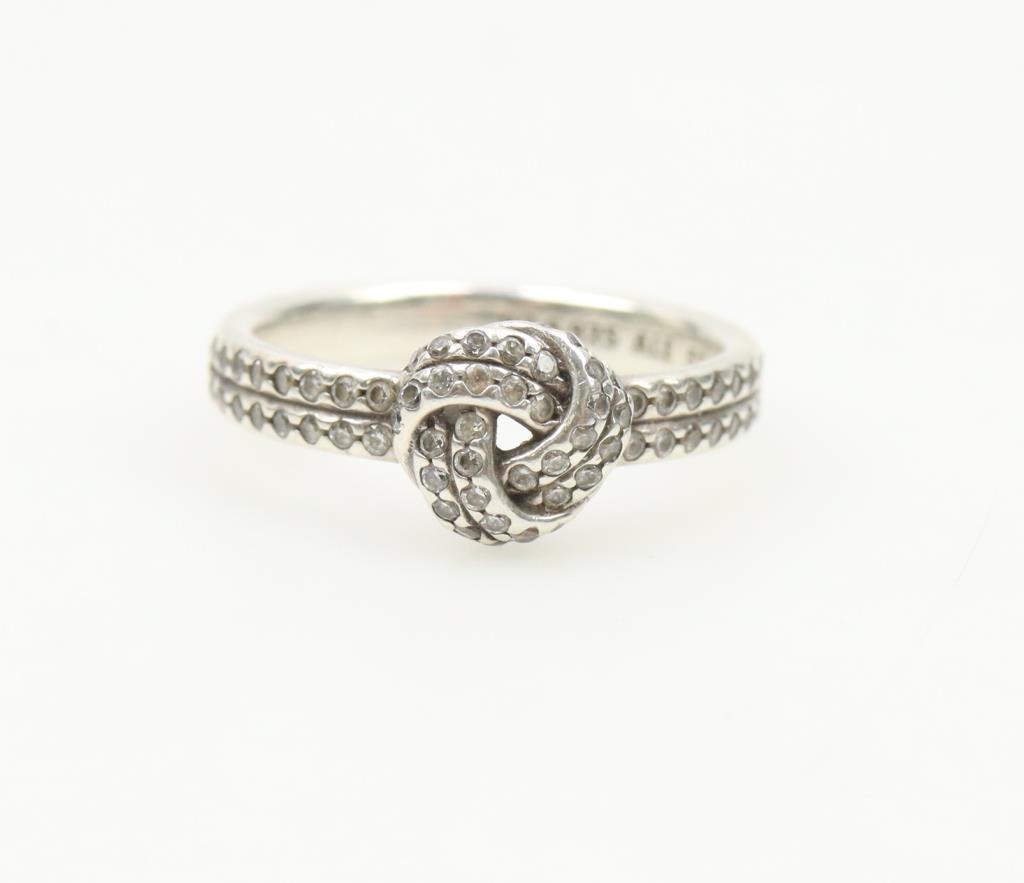 Pandora Sterling Silver Clear Stone Sparkling Love Knot Ring | Property ...
