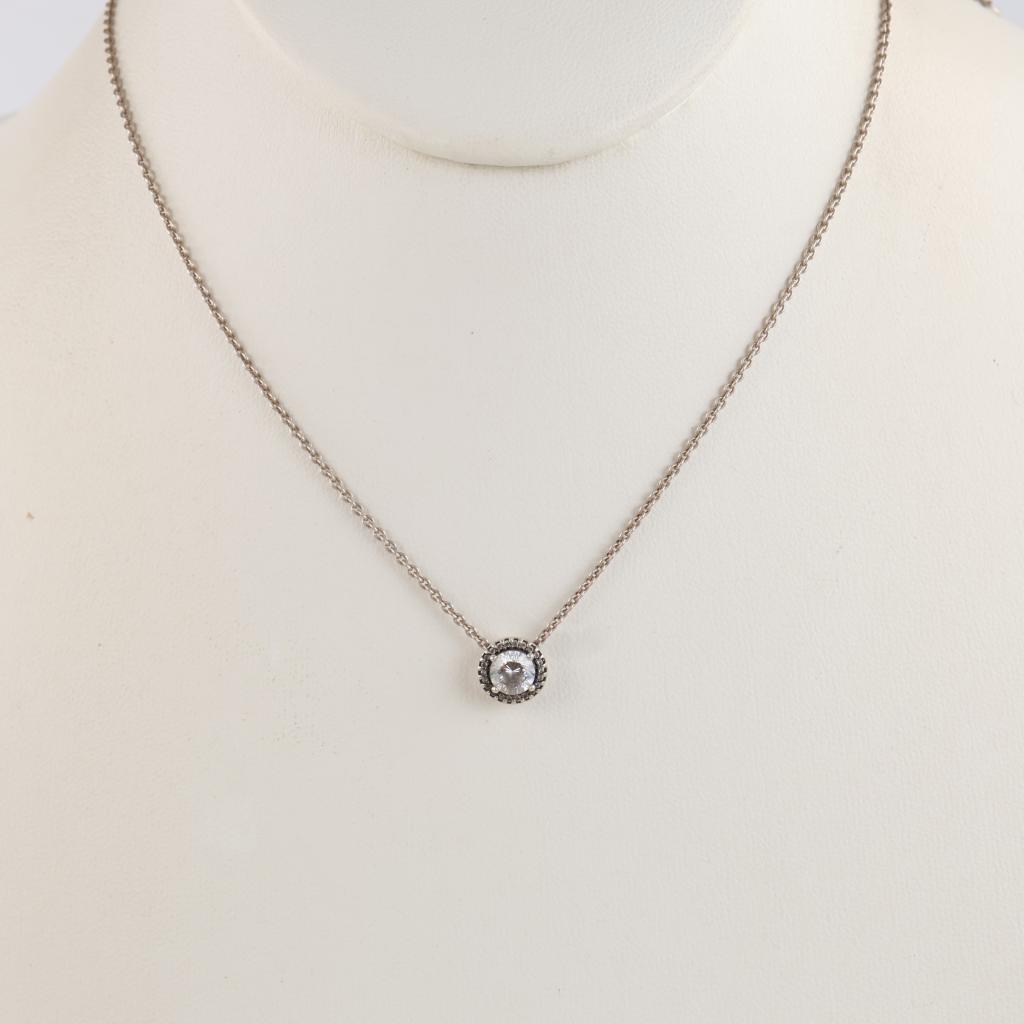 Pandora Sterling Silver Halo Pendant Collier Necklace