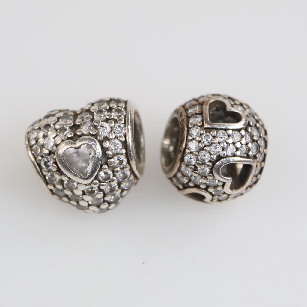 Pandora Sterling Silver Heart Charms, 2 Pieces