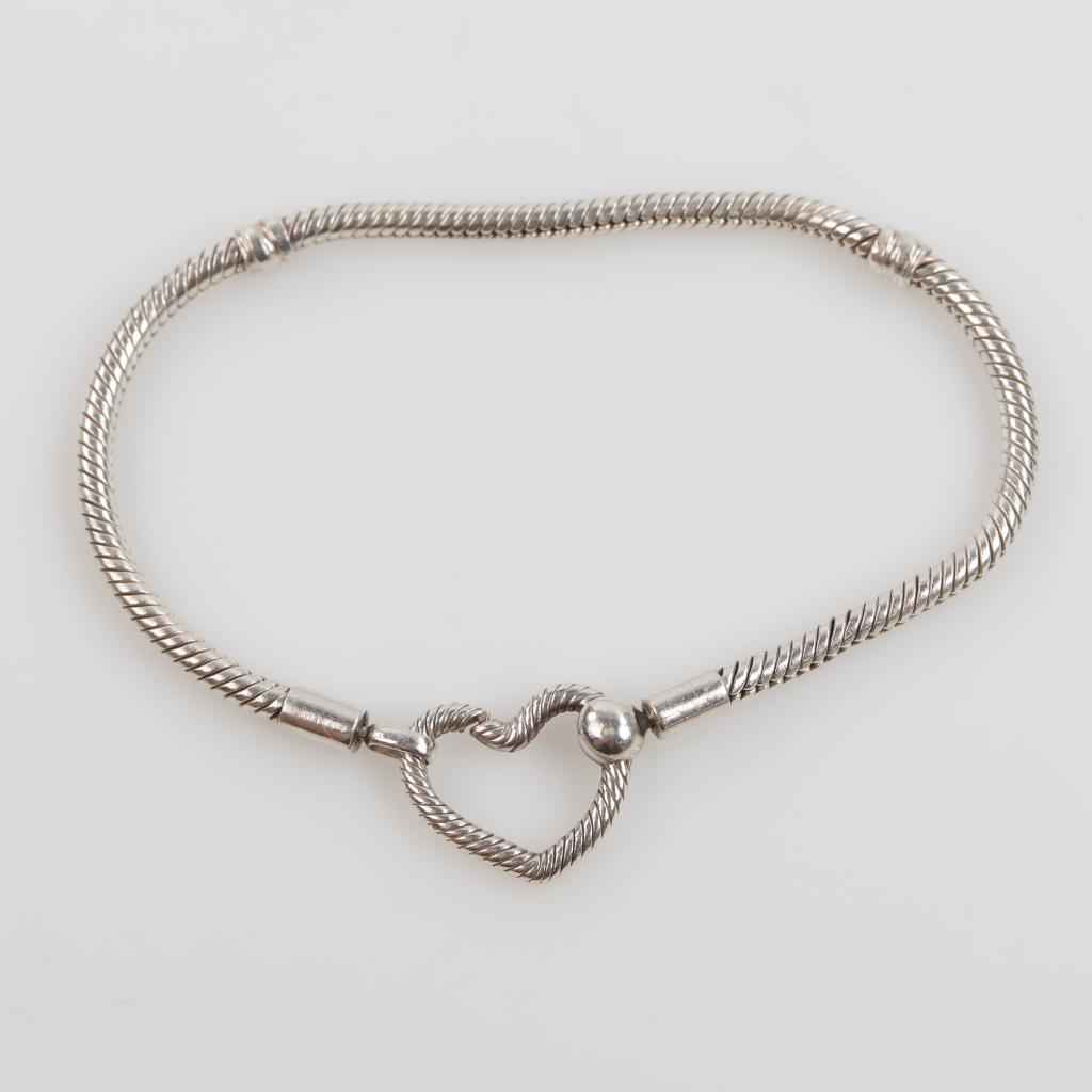 Pandora Sterling Silver Heart Closure Bracelet