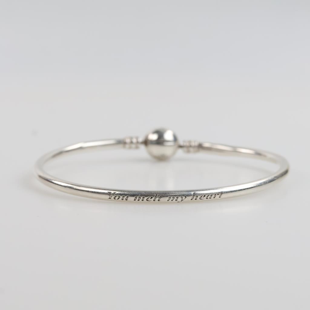 Pandora Sterling Silver Heart Of Winter Bangle Bracelet