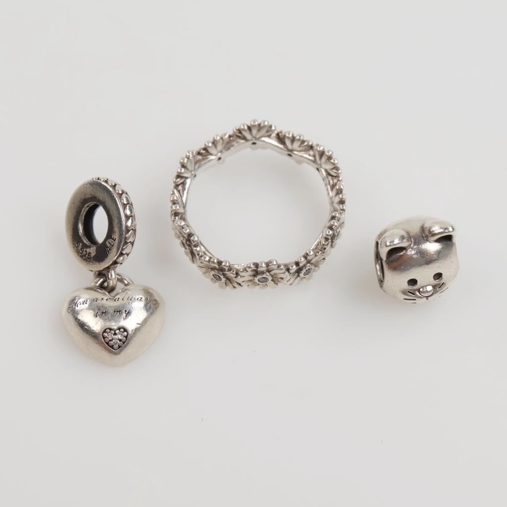 Pandora Sterling Silver Jewelry, 3 Pieces