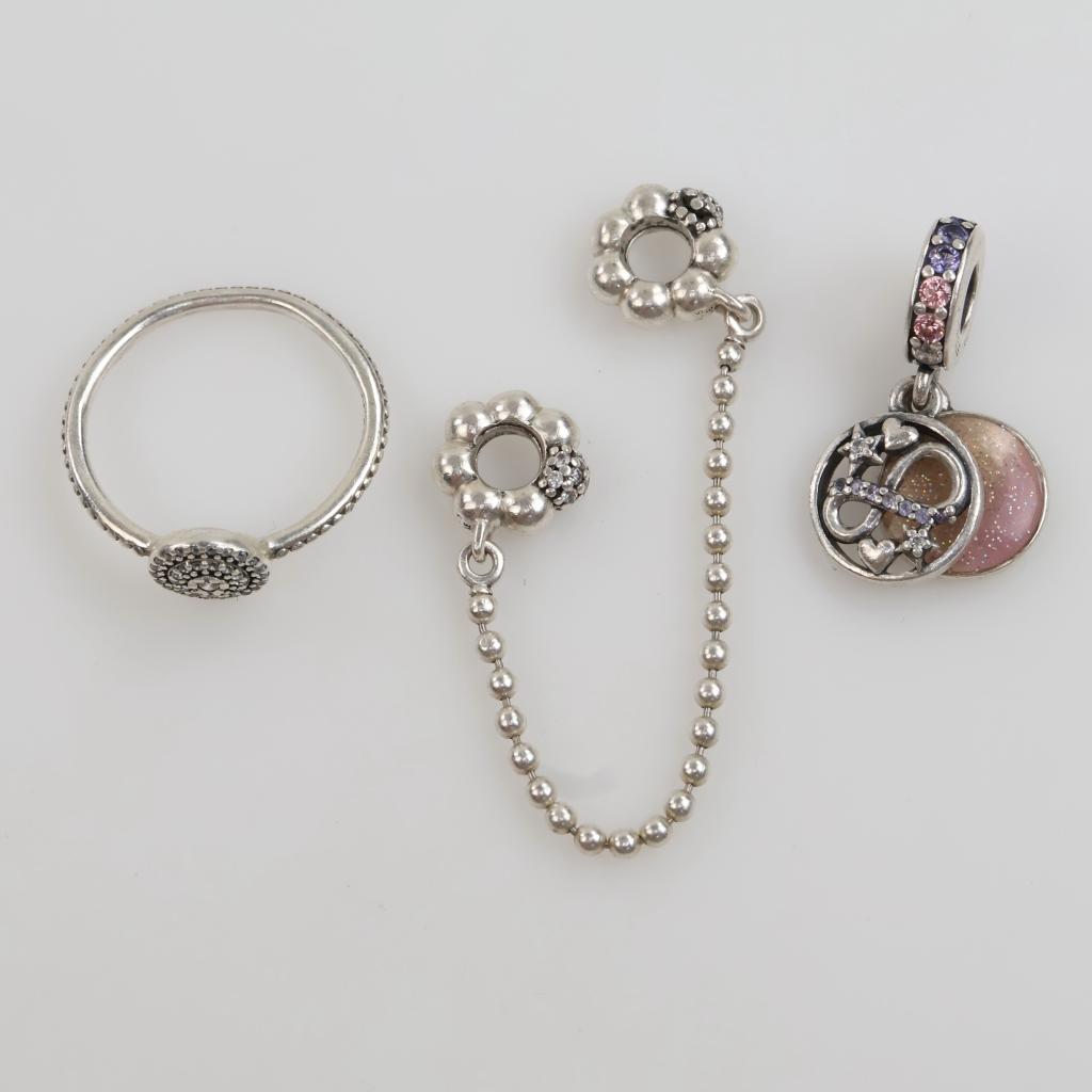 Pandora Sterling Silver Jewelry, 3 Pieces