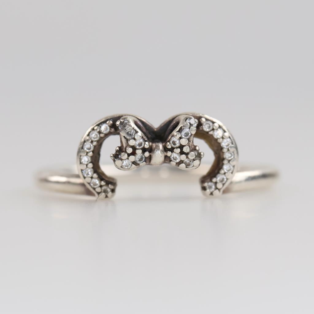 Pandora Sterling Silver Minnie Mouse Ears Silhouette Puzzle Ring