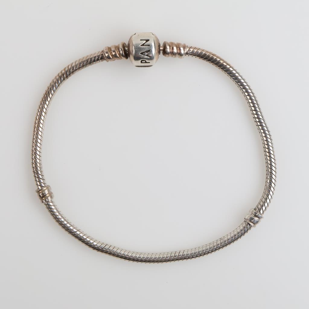 Pandora Sterling Silver Moments Barrel Clasp Snake Chain Bracelet