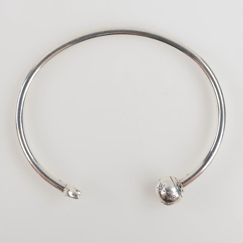 Pandora Sterling Silver Moon & Stars Open Bangle Bracelet