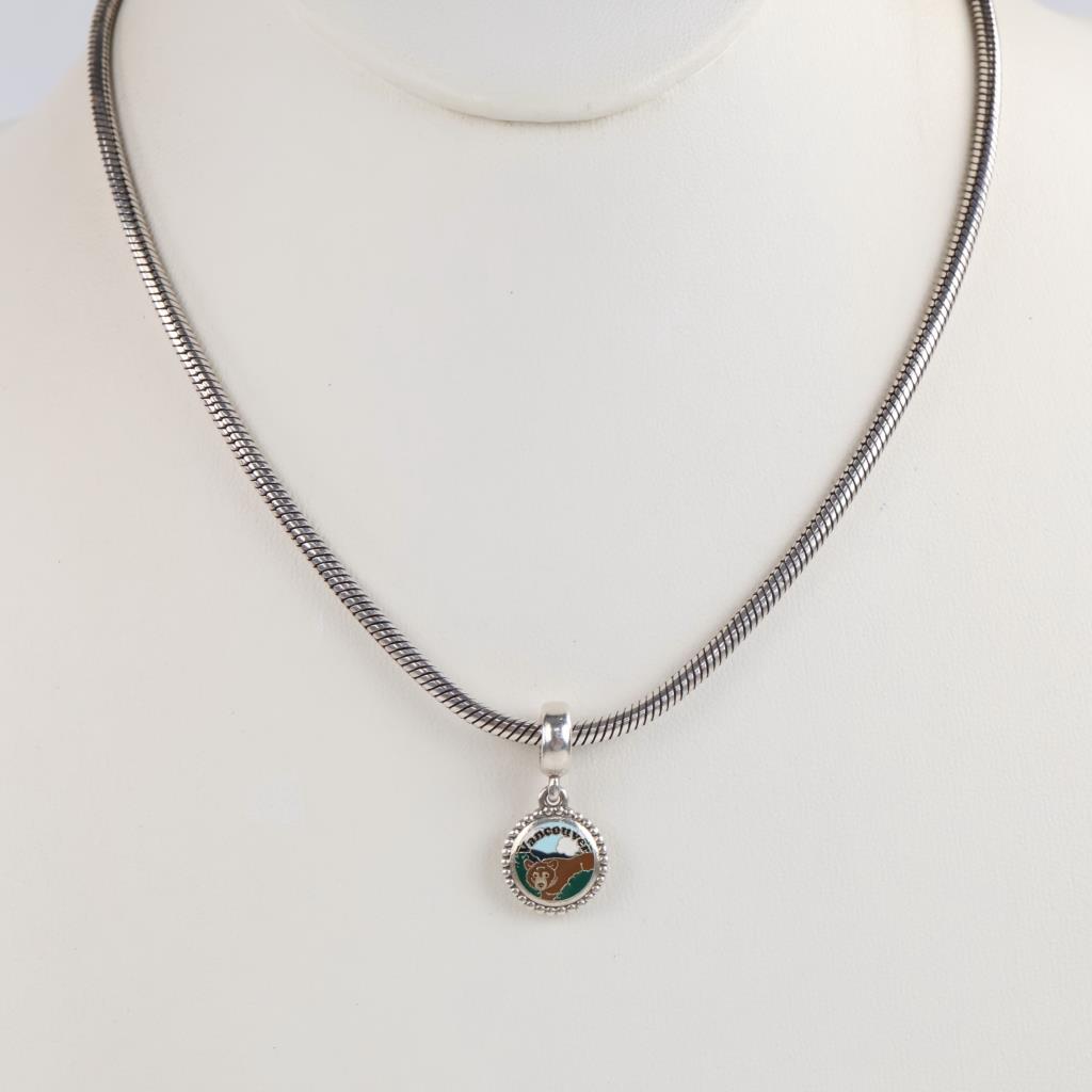 Pandora Sterling Silver Necklace With Charm, 2 Pieces