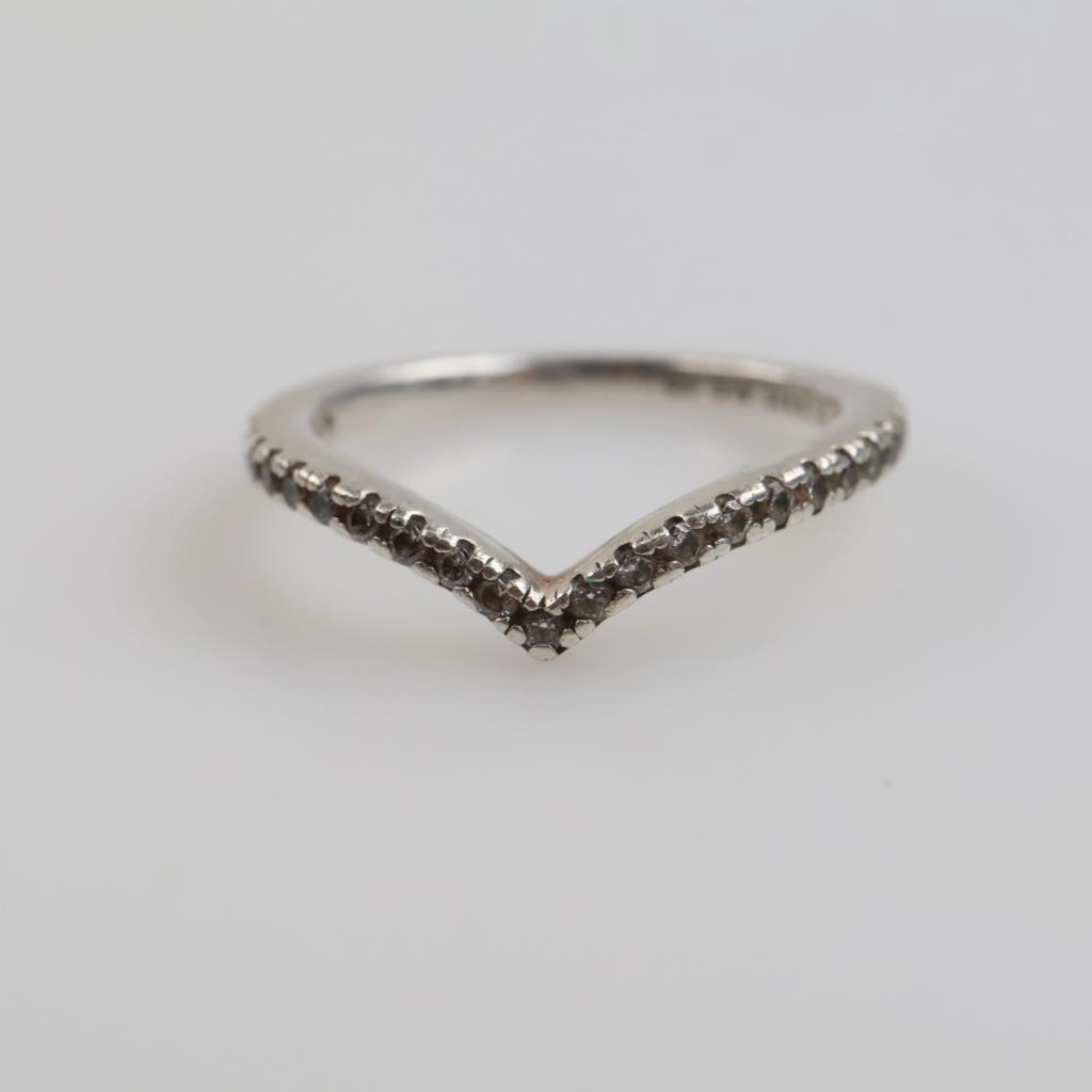 Pandora Sterling Silver Wishbone Sparkling Ring