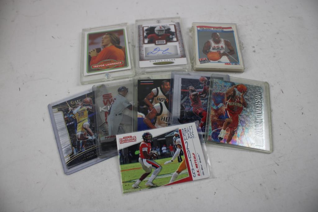 Panini, Topps, Fleer, Score, Sage Basketball, Football, Baseball Trading Cards, 9 Pieces