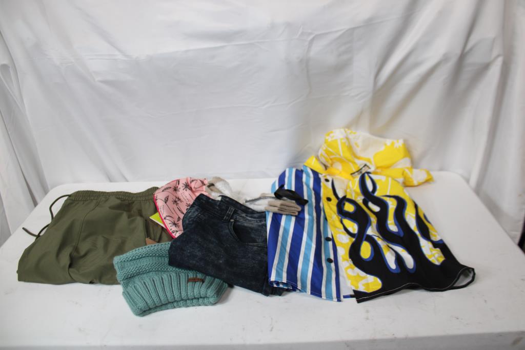 Pants, Button-Up Shirt, Socks, And More Clothing Lot With Backpacks And Laptop Bag