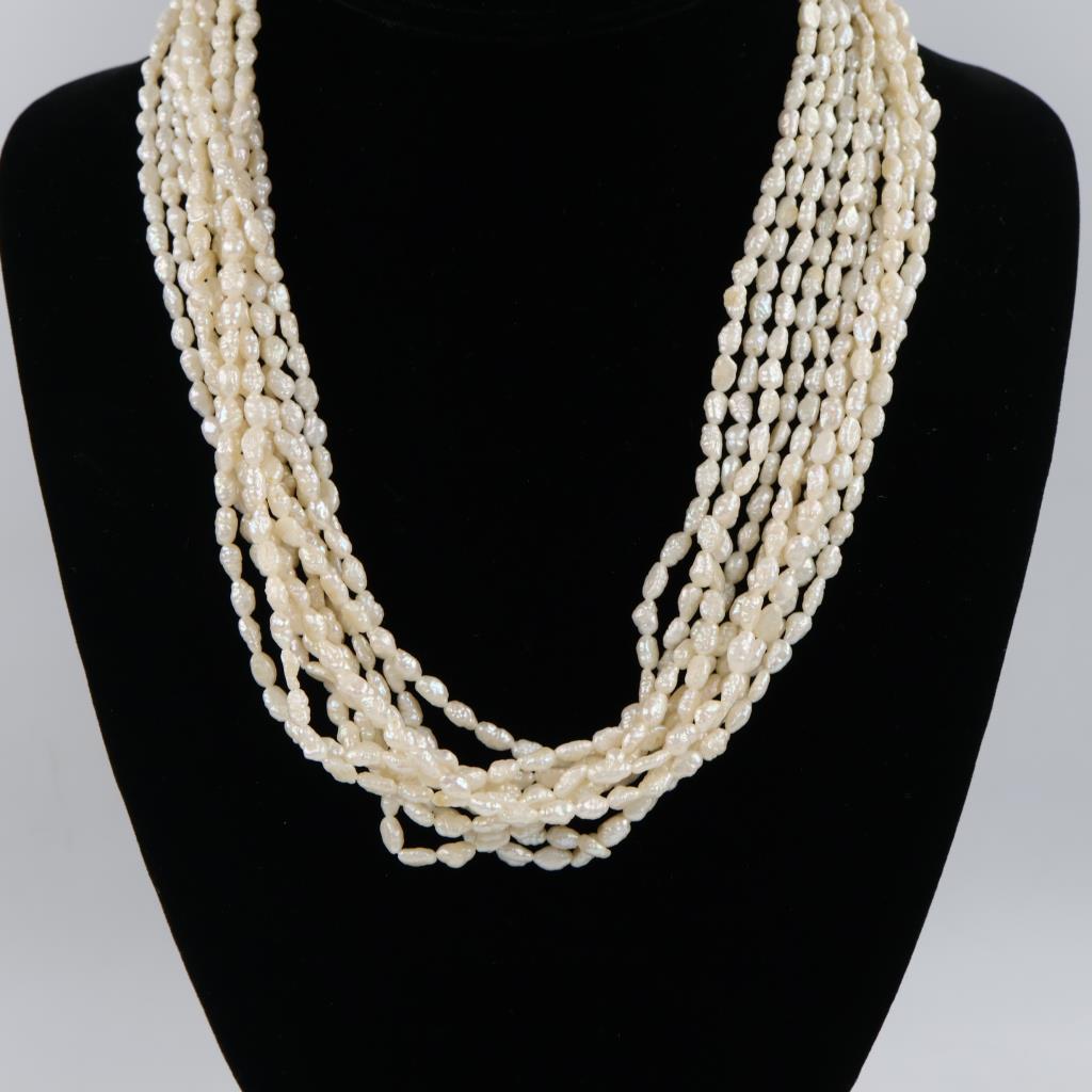 Pearl Multistrand 14kt Gold Plated Necklace