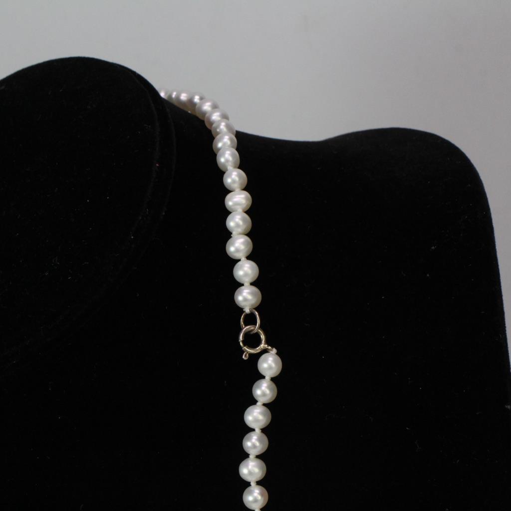 Pearl Necklace With Silver Clasp, 16.66g Property Room