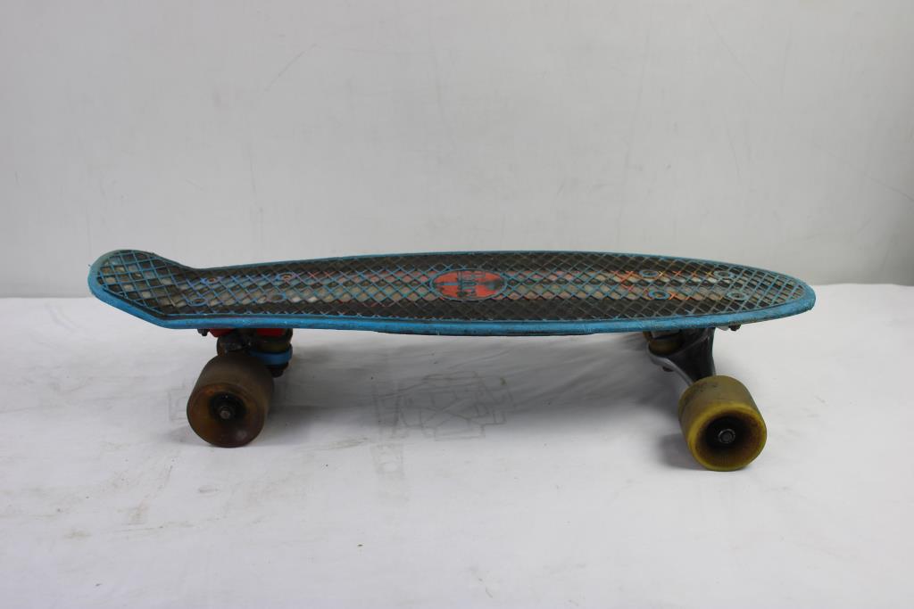 Penny Skateboard With Golden Rifle Hookah Attachment, 2 Pieces