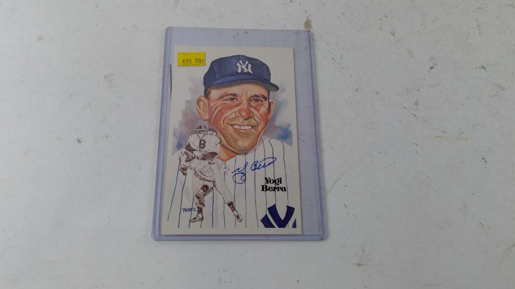 Perez Steele Yogi Berra Signed Trading Card