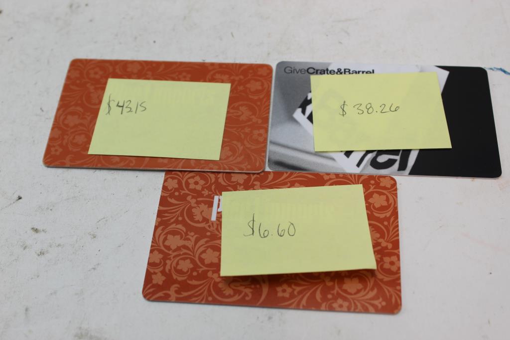 Pier 1 Imports, Create& Barrel Gift Cards, 3 Pieces Property Room