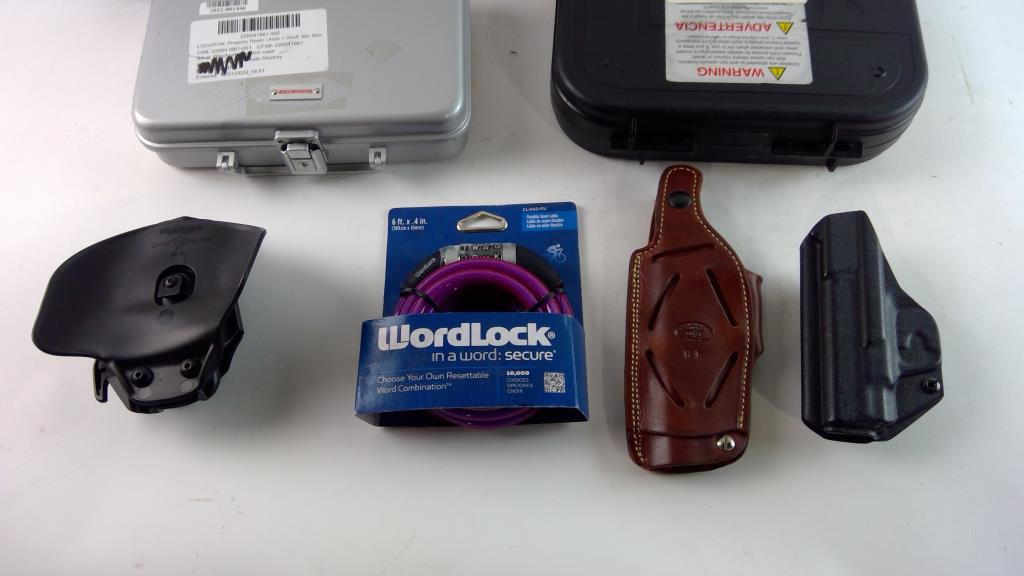 Pistol Cases, Cable Lock, And More, 3+ Pieces Property Room