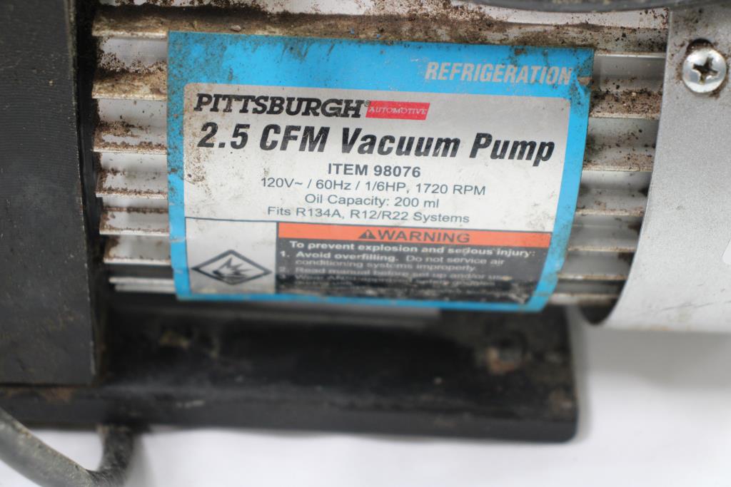 Pittsburgh 2.5 CFM Vacuum Pump Property Room