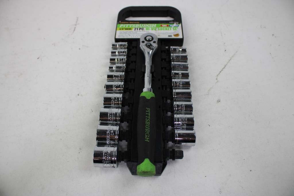 Pittsburgh 3/8" Drive Hi-Viz, Spline Socket Sets, 2 Pieces