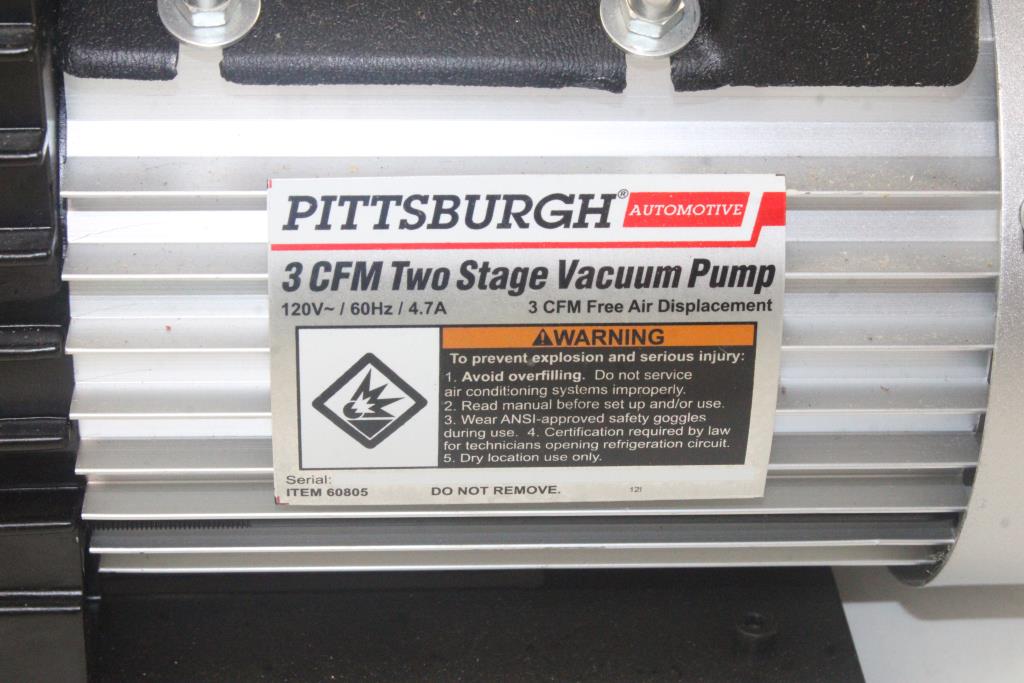 Pittsburgh Automotive 3CFM Two Stage Vacuum Pump Property Room