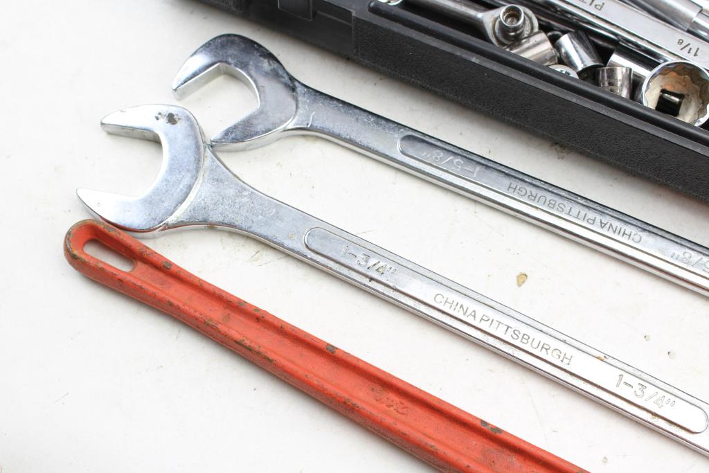 Pittsburgh Heavy Duty Wrenches, Pipe Wrench, Sockets And More 30+ Pieces Property Room