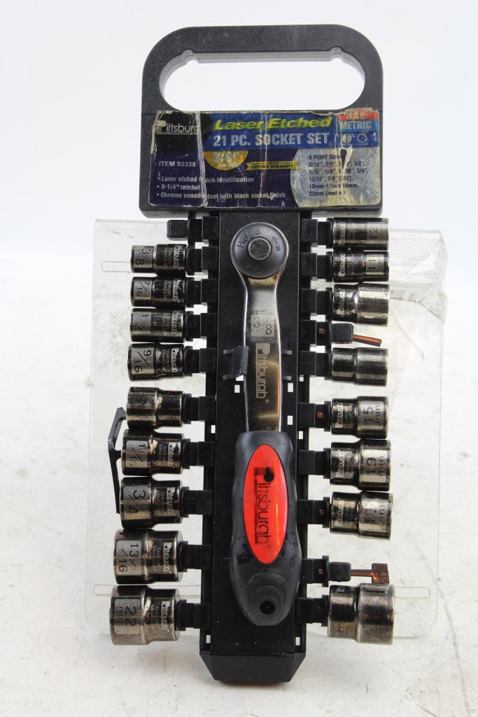 Pittsburgh Laser Etched Socket Set 15+ Pieces Property Room