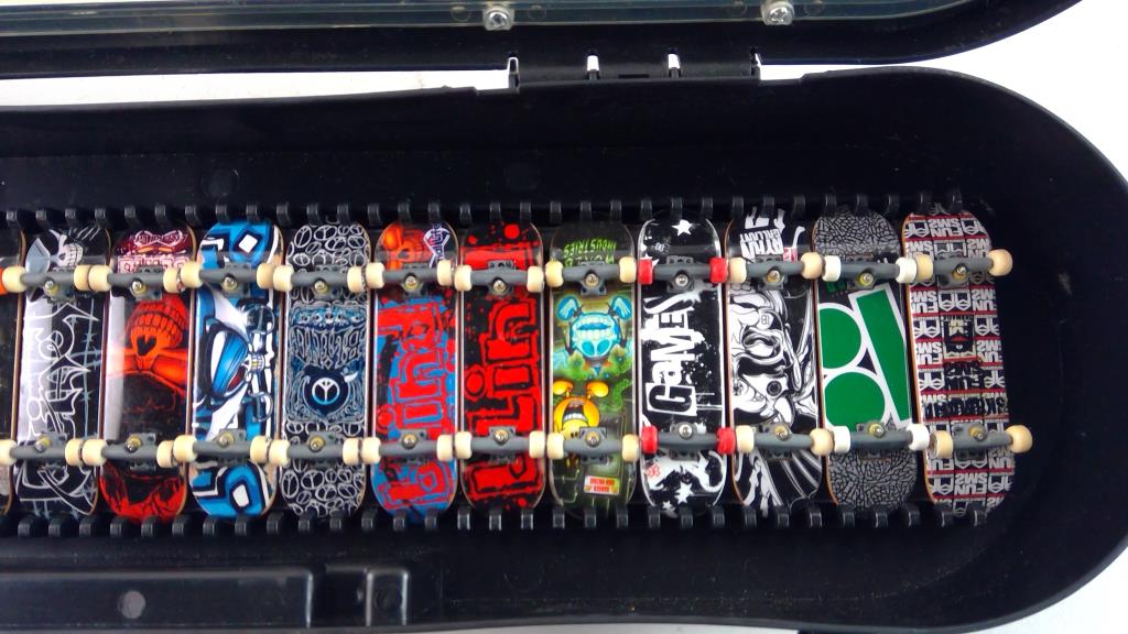 Plastic Carrying Case With Tech Decks, 18 Pieces Property Room