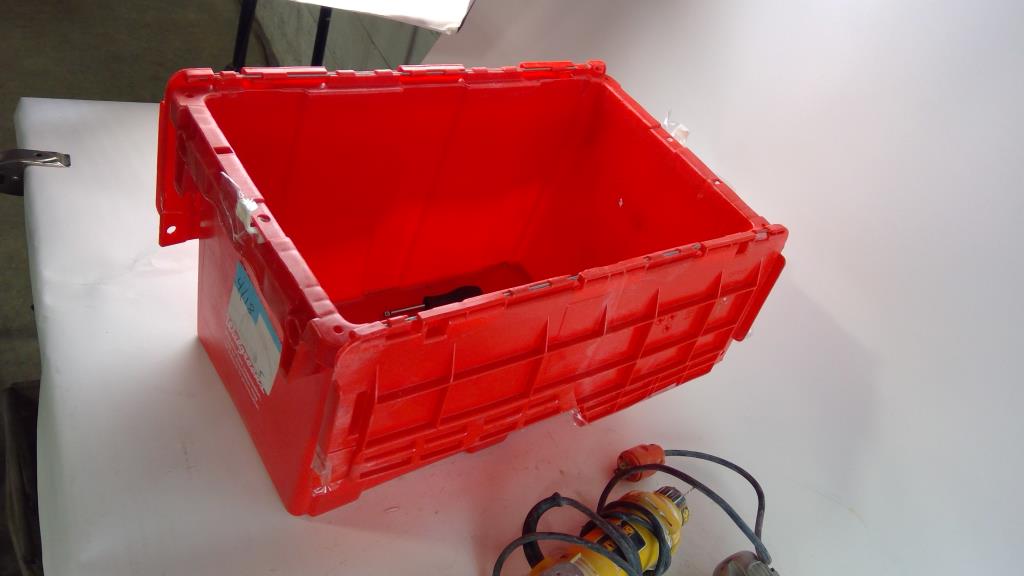 Plastic Tote With DeWalt Power Tools, 5+ Pieces Property Room