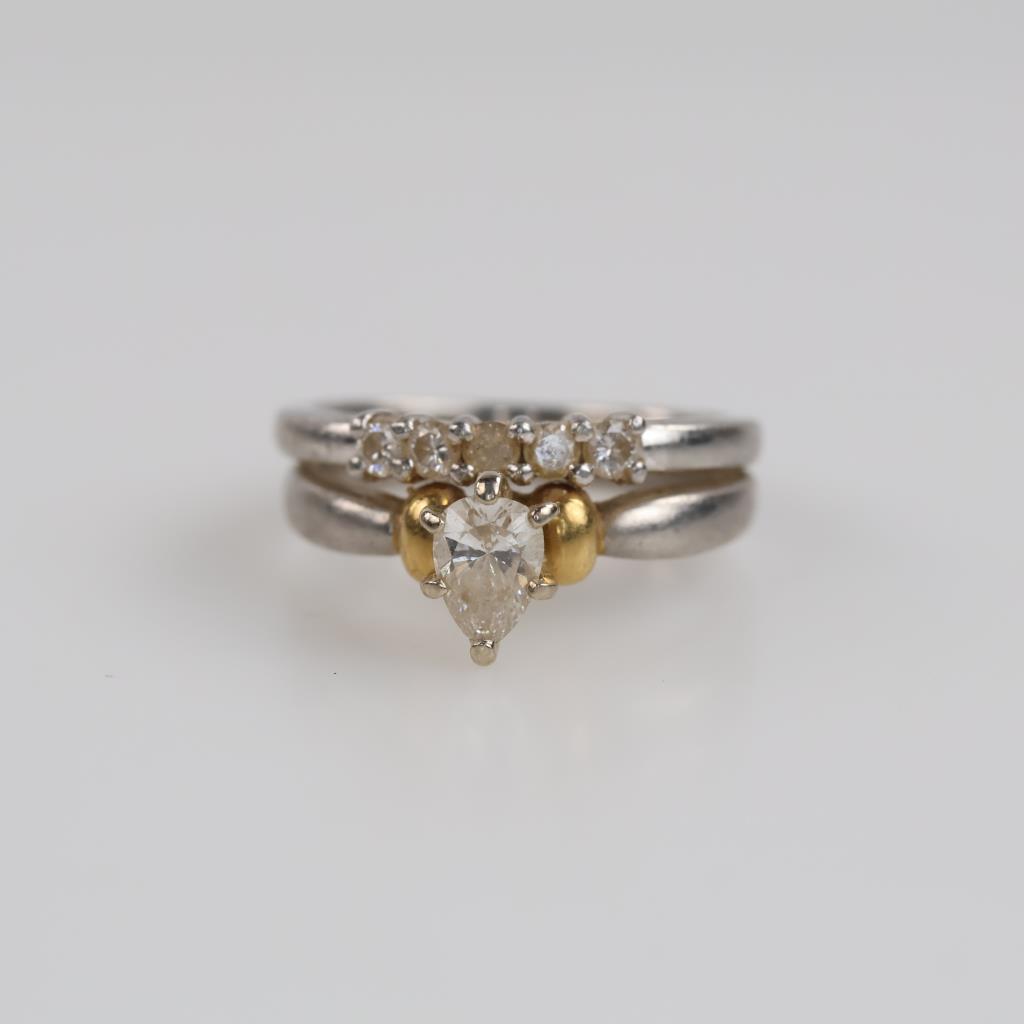 Platinum  And 18kt Gold Accent Diamond Wedding Set