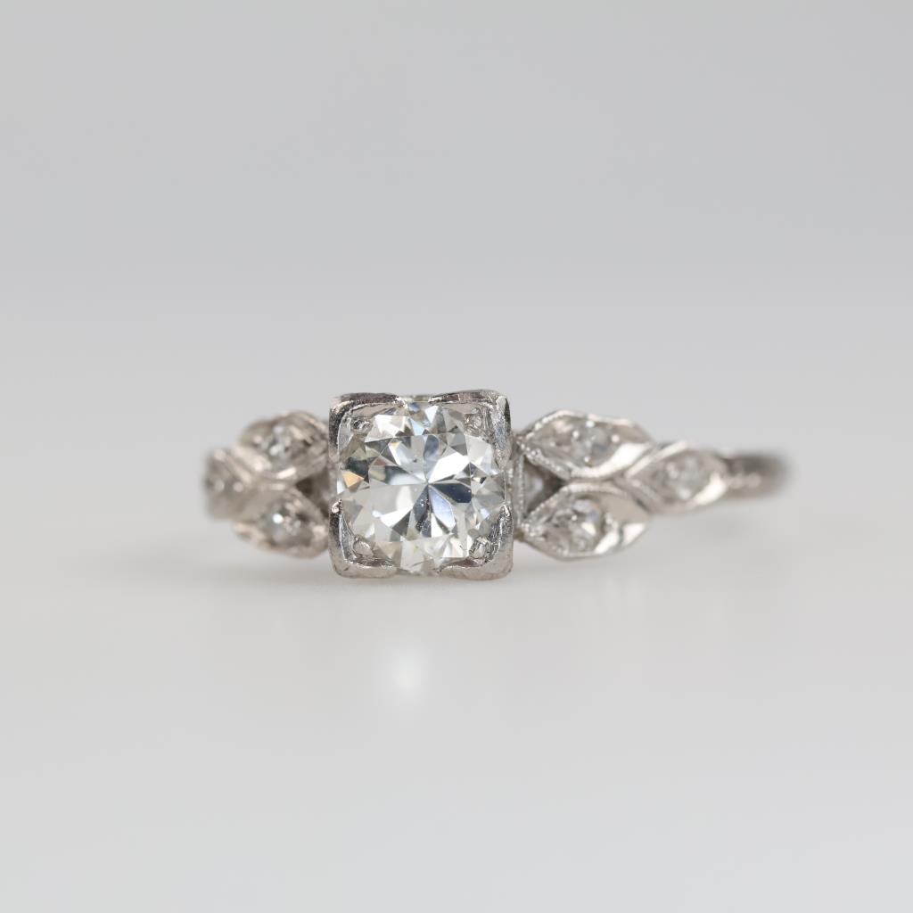 Platinum Diamond And Clear Stone Ring
