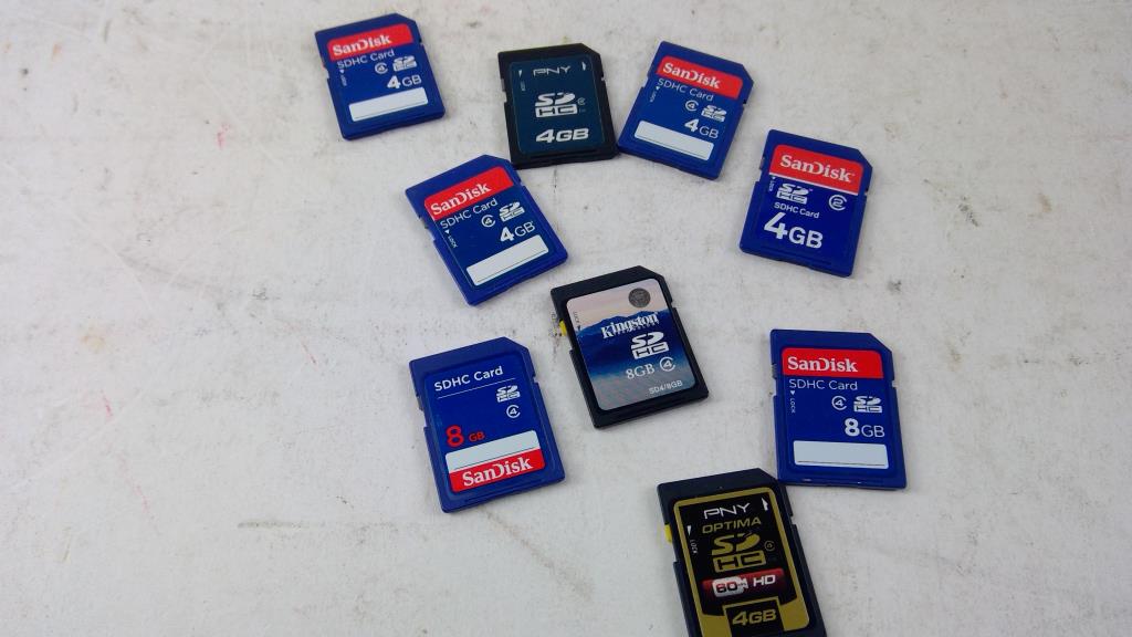 PNY And More SDHC Card Bulk Lot, 9 Pieces Property Room