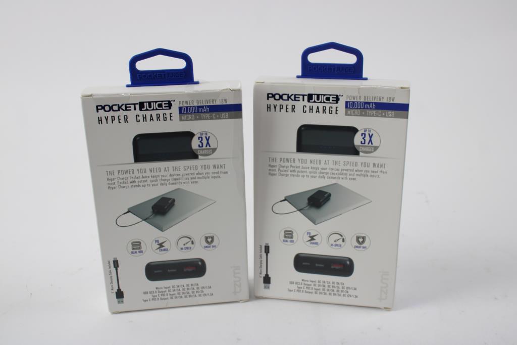 Pocket Juice Hyper Charge Portable Chargers, 2 Pieces Property Room