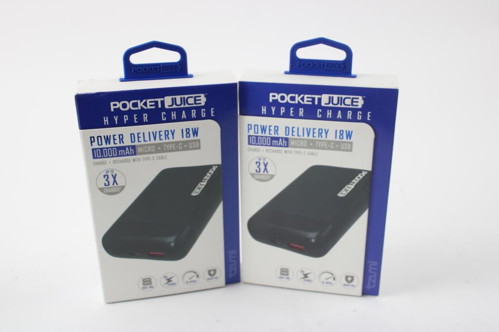 Pocket Juice Hyper Charge Portable Chargers, 2 Pieces Property Room