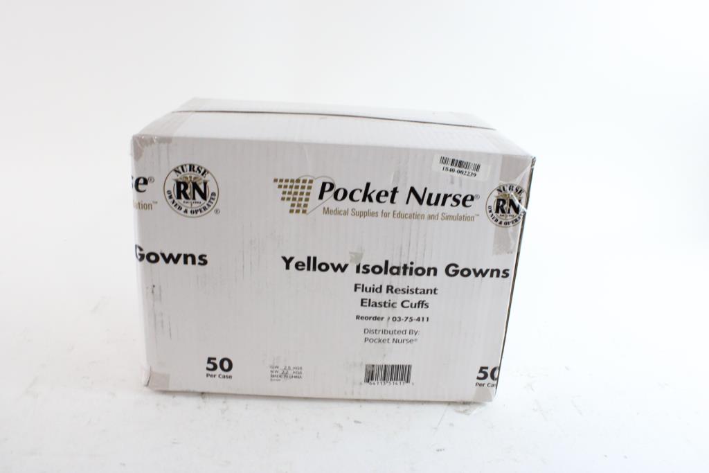Pocket Nurse Yellow Isolation Gowns, 50 Count | Property Room