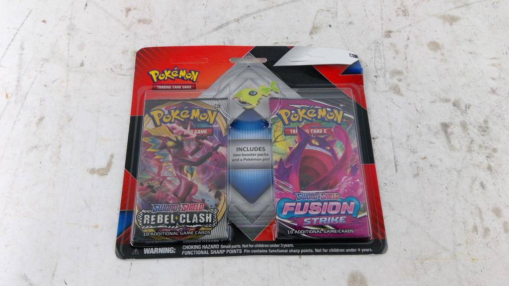 Pokemon Rebel Clash + Fusion Strike Boost Packs W/ Pin