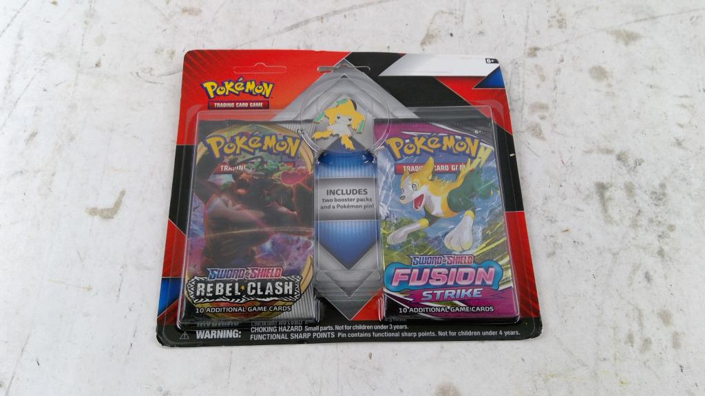Pokemon Rebel Clash + Fusion Strike Boost Packs W/ Pin