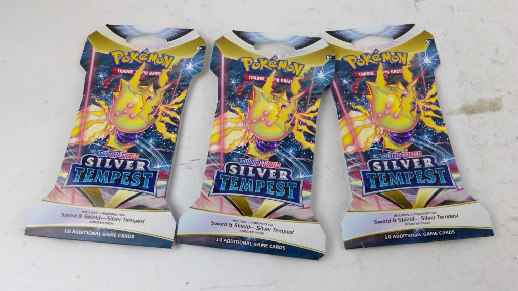Pokemon Sword & Sheild Silver Tempest Packs 3 Pieces