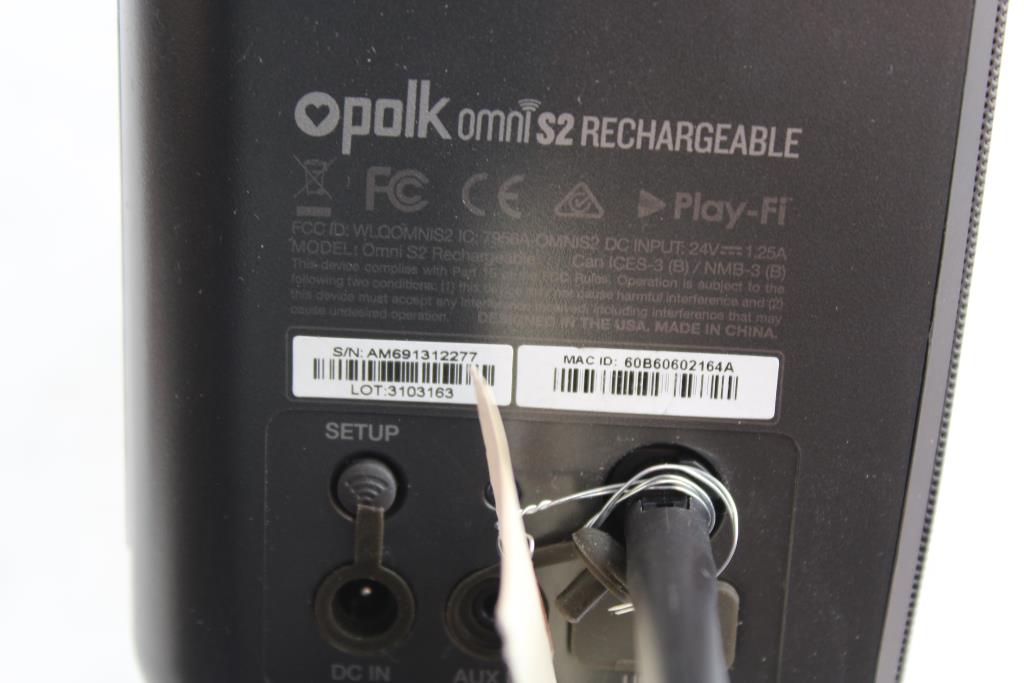 Polk Omni S2 Rechargeale Portable Bluetooth Speaker Property Room