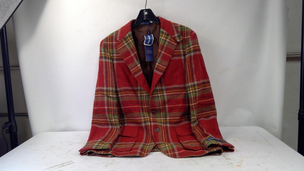 Polo By Ralph Lauren Men's Tweed Plaid Jacket, Size 40L