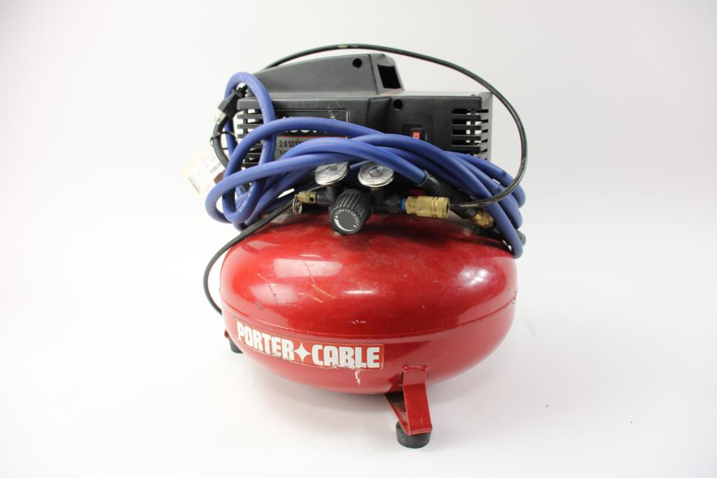 Porter Cable Air Compressor And Hose, 2 Pieces Property Room