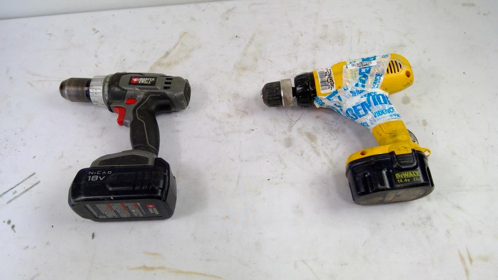 Porter Cable Cordless Drill, Dewalt Cordless Clutch Drill/Driver, 2 Pieces
