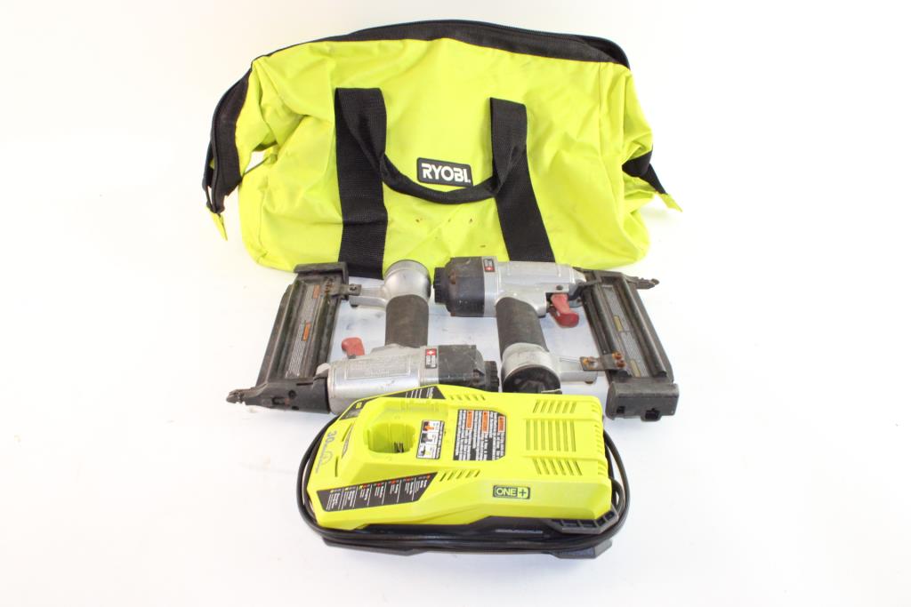 Porter Cable Nailers, Ryobi Charger & Ryobi Bag, 4 Pieces Property Room