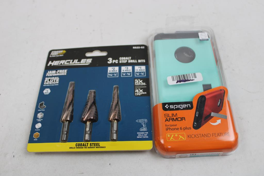 Power Bank, Skullcandy Earbuds, Hercules Drill Bits, Spigen IPhone 6 Plus Case, 4 Pieces