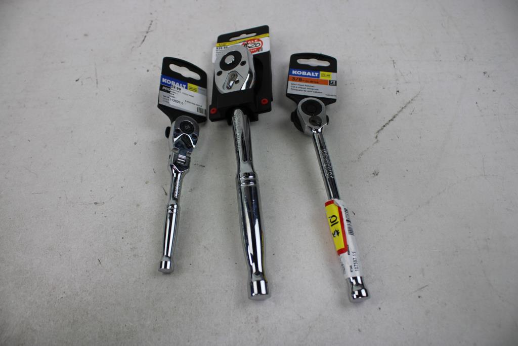 Power Torque 1/2" Ratchet, Kobalt 3/8", 1/4" Ratchet, 3 Pieces