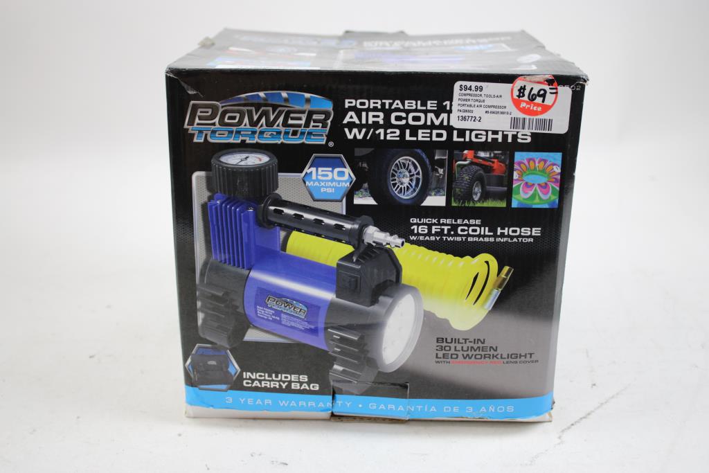 Power Torque 12V Portable Air Compressor