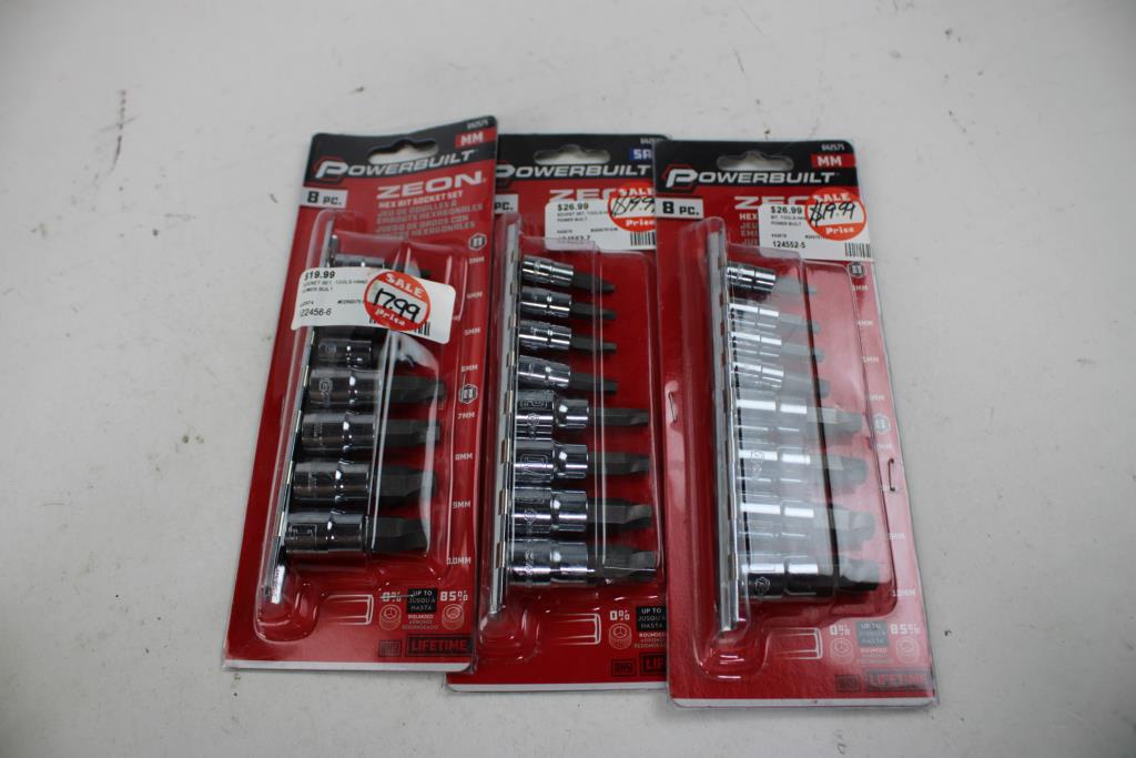 Powerbuilt Zeon Hex Bit Socket Sets, 3 Pieces