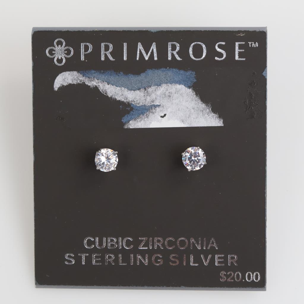 Primrose .900 Silver And Clear Stone Stud Earrings