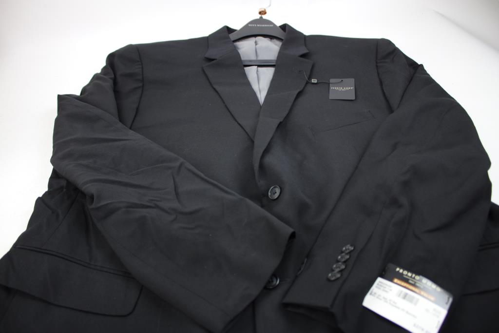 Pronto Uomo 2-Button Suit Jacket With Slacks, Black, 52L/47W