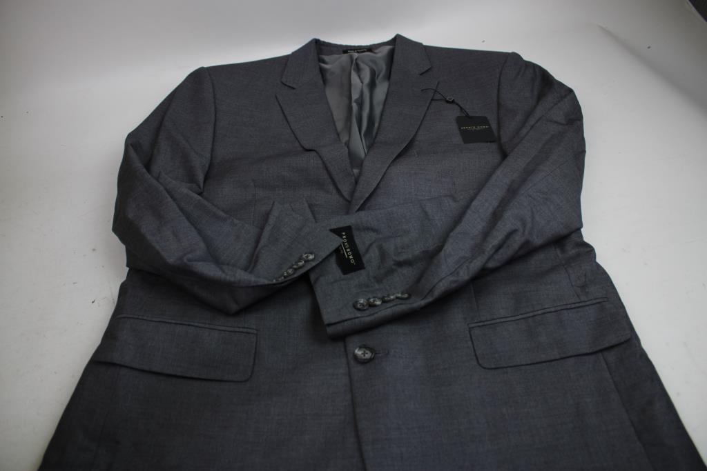 Pronto Uomo Suit Jacket, Slacks, And Vest, Gray, 44L/38W